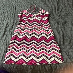 H&M Chevron Dress - Pink and White